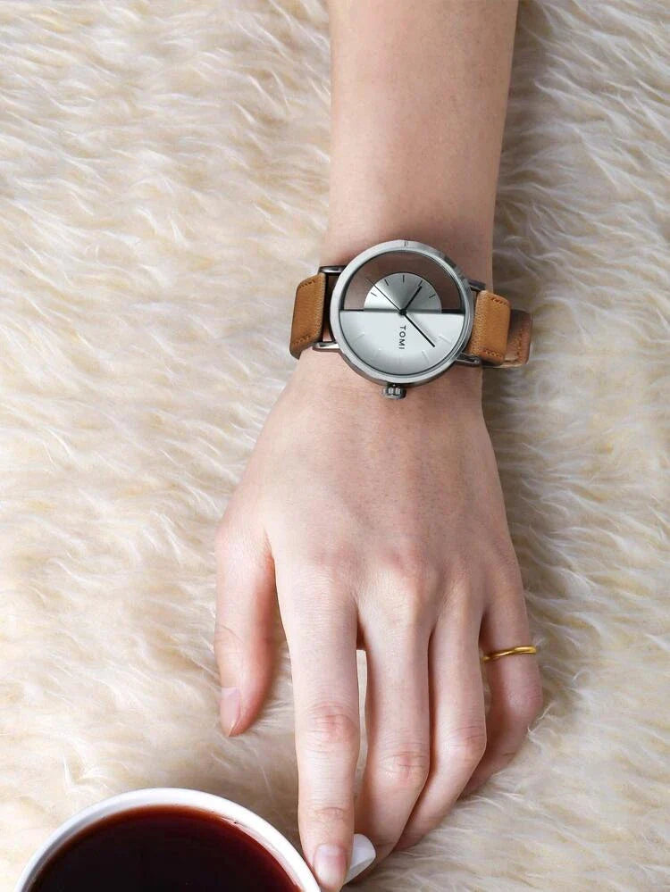 TOMI T-080 Watch Half Transparent Leather Strap